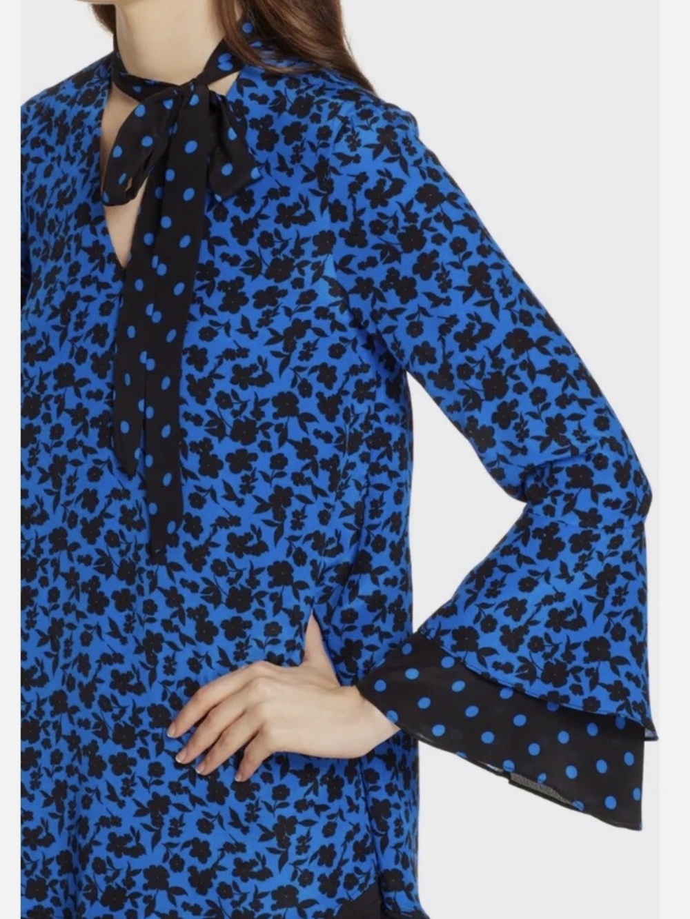 Alice + Olivia Wellesly Tie Neck Bell Dress - Picture 4 of 5